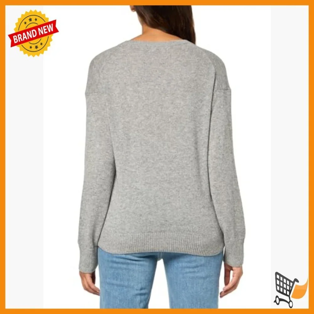 Long Sleeve V-Neck Cashmere Pullover Sweater, Ribbed Trim, Dry Clean